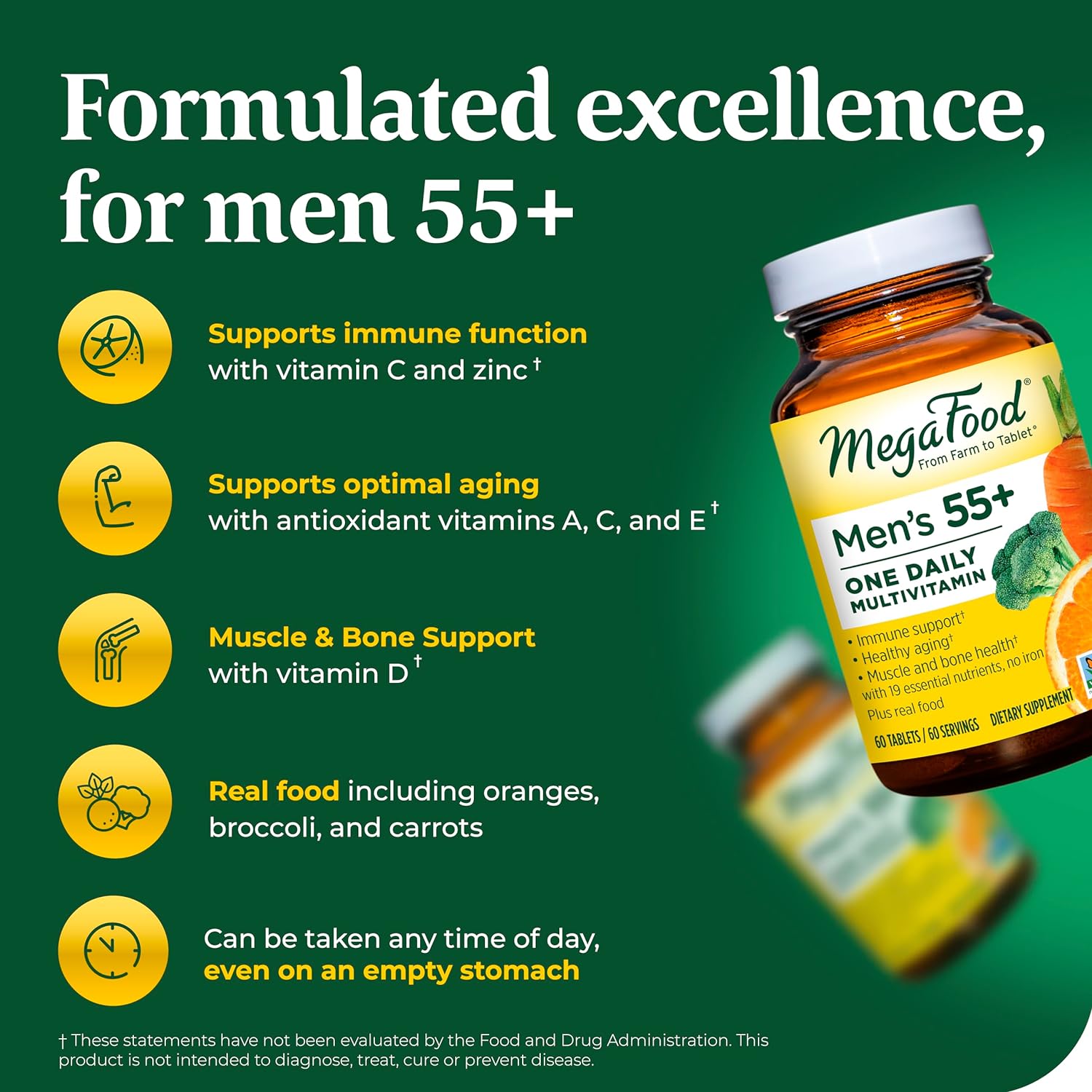 MegaFood Men's 55+ One Daily - Multivitamin for Men with Vitamin B12, 