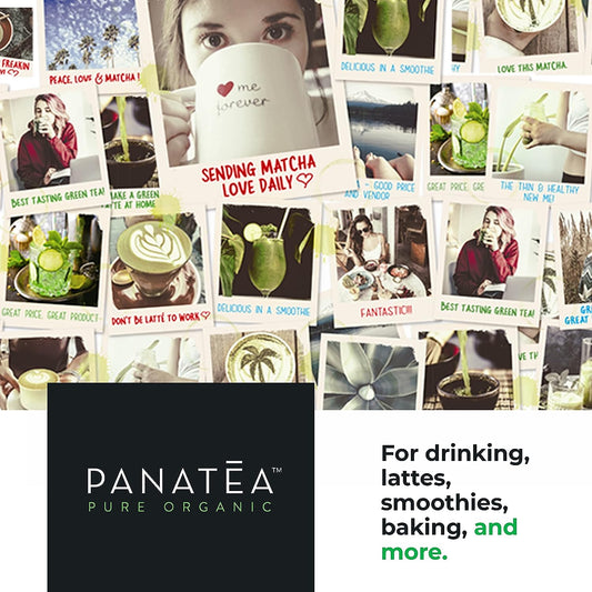 PANATEA Certified Organic Matcha Green Tea Powder |  100% Pure Premium Culinary Grade Matcha | Lattes, Smoothies, Baking |Tin