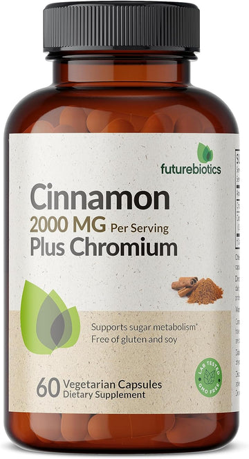 Futurebiotics Cinnamon 2000 MG per Serving Plus Chromium Non-GMO, 60 V