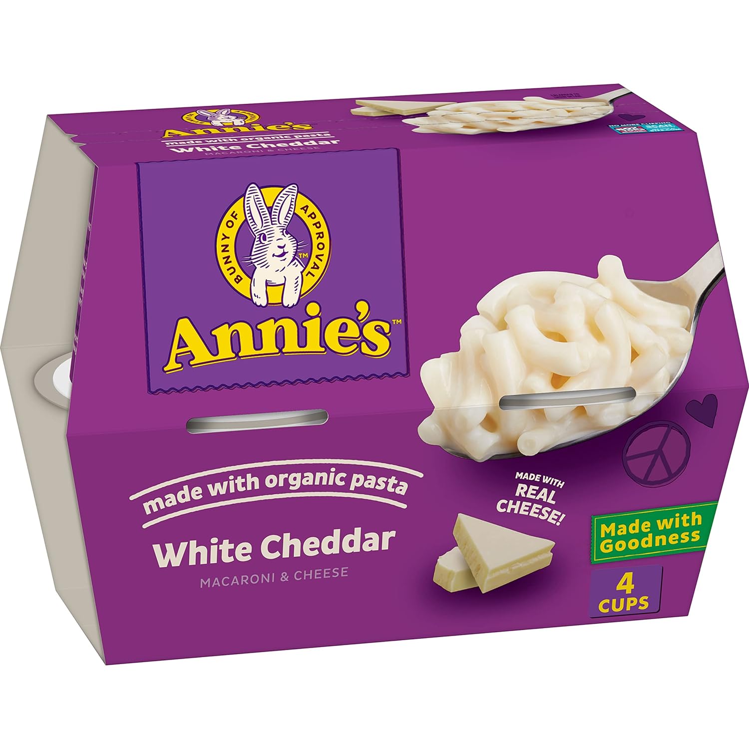 Annie's White Cheddar Microwave Mac & Cheese with Organic Pasta, 4 Ct,11.84 Ounces