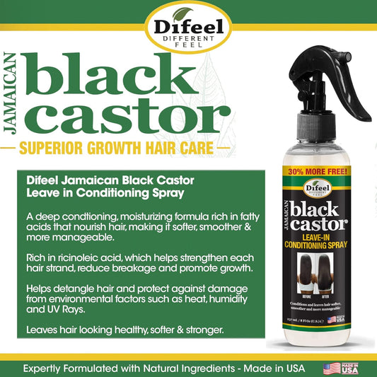 Difeel Jamaican Black Castor Leave-in Conditioning Spray 8 oz. - Hair Oil Spray for Hair Growth, Moisturizing, Hair Thic