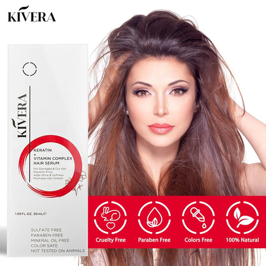 Keratin + Vitamin Complex Hair Serum - Hair Serum for Hair Growth - Hair Serum for Frizzy and Damaged Hair - Anti Frizz Hair Serum for Men & Women, 3 Pack