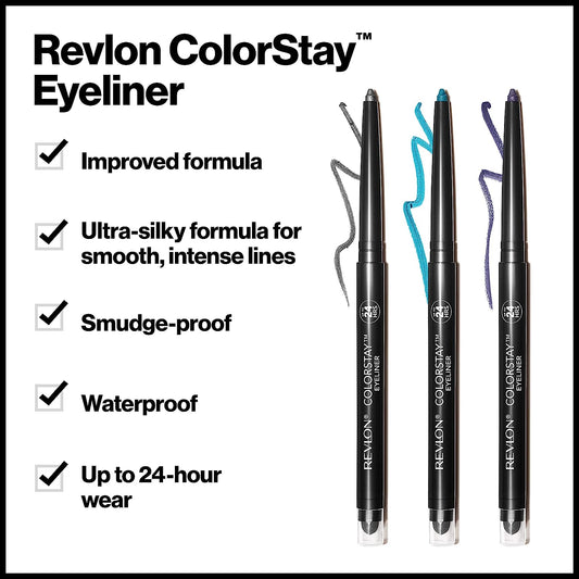 Revlon Pencil Eyeliner, ColorStay Eye Makeup with Built-in Sharpener, Waterproof, Smudgeproof, Longwearing with Ultra-Fine Tip, Black Brown, 0.01