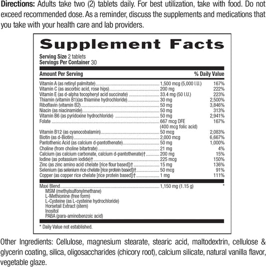 Country Life Maxi-Hair With 2000Mcg Of Biotin, Nourishes Hair, Skin And Nails 60 Tablets, Certified Gluten Free, Certifi