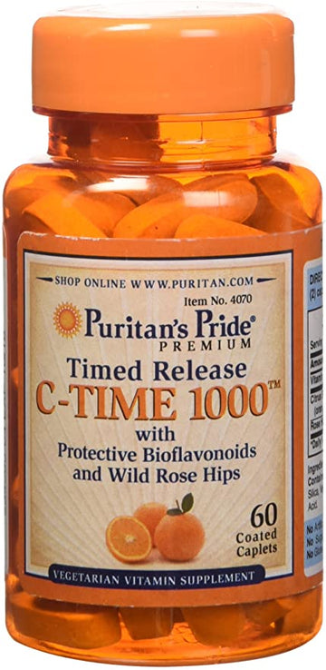 Puritan's Pride Vitamin C-1000 mg with Rose Hips Timed Release-60 Caplets