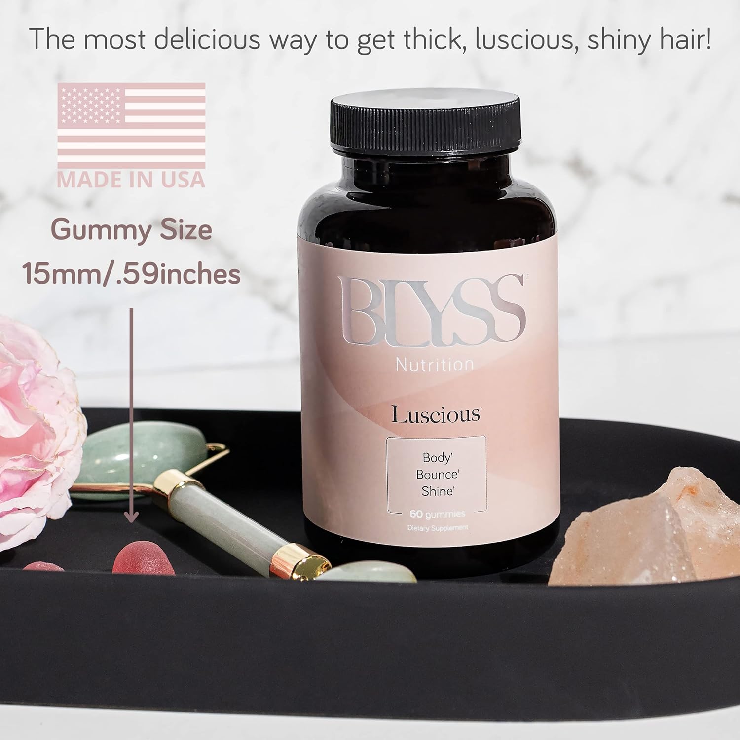 BLYSS Nutrition Biotin 10000mcg Gummies - for Healthy Hair Skin and Na