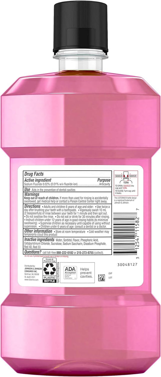 Listerine Smart Rinse Kids uoride Anticavity Mouthwash, Pink Lemonade avor, 500  1 ea