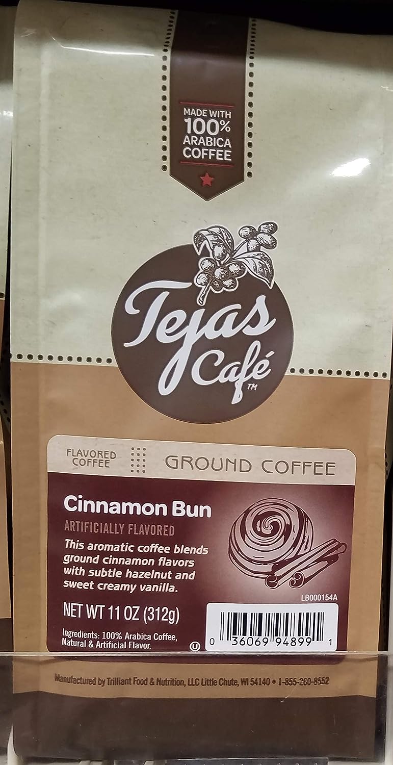Tejas Cafe Cinnamon Bun Ground Coffee (Pack of 2)