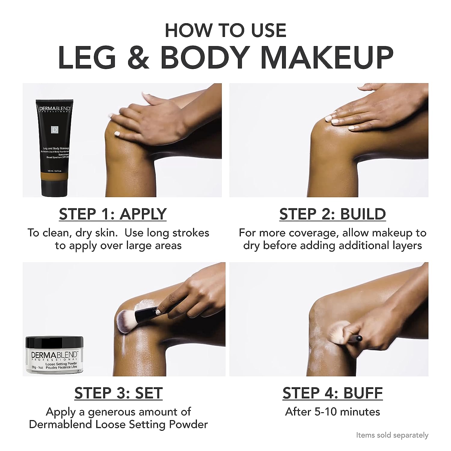 Dermablend Leg and Body Makeup Foundation with SPF 25, 70W D