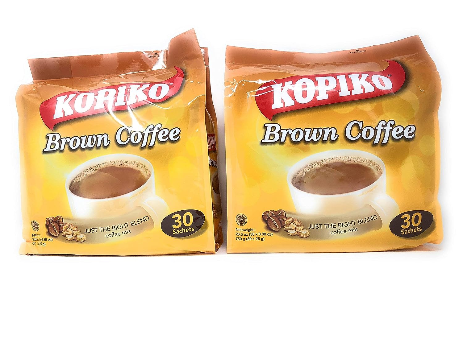 Kopiko Instant 3 in 1 Brown Coffee - 30 Packets/Bag, Pack of 2