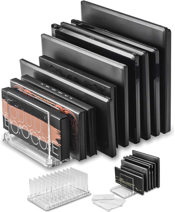 byAlegory Acrylic Makeup Eyeshadow Palette Organizer W/ Removable Dividers | 10 Space Vanity Desk Storage Fits All Palette Sizes - Clear