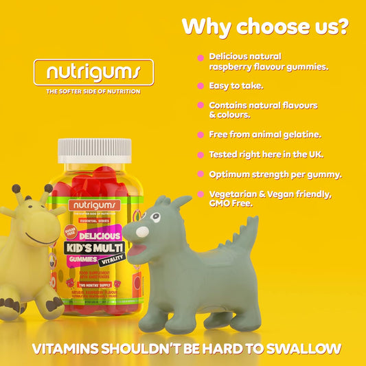 Kids Multi Vitality Gummy | Strawberry Flavour | 60 Vegan Gummies | Su180 Grams