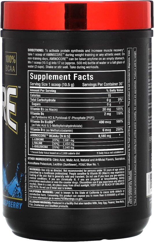 ALLMAX AMINOCORE BCAA, Blue Raspberry - 315 g Powder - 8.18 Grams of B