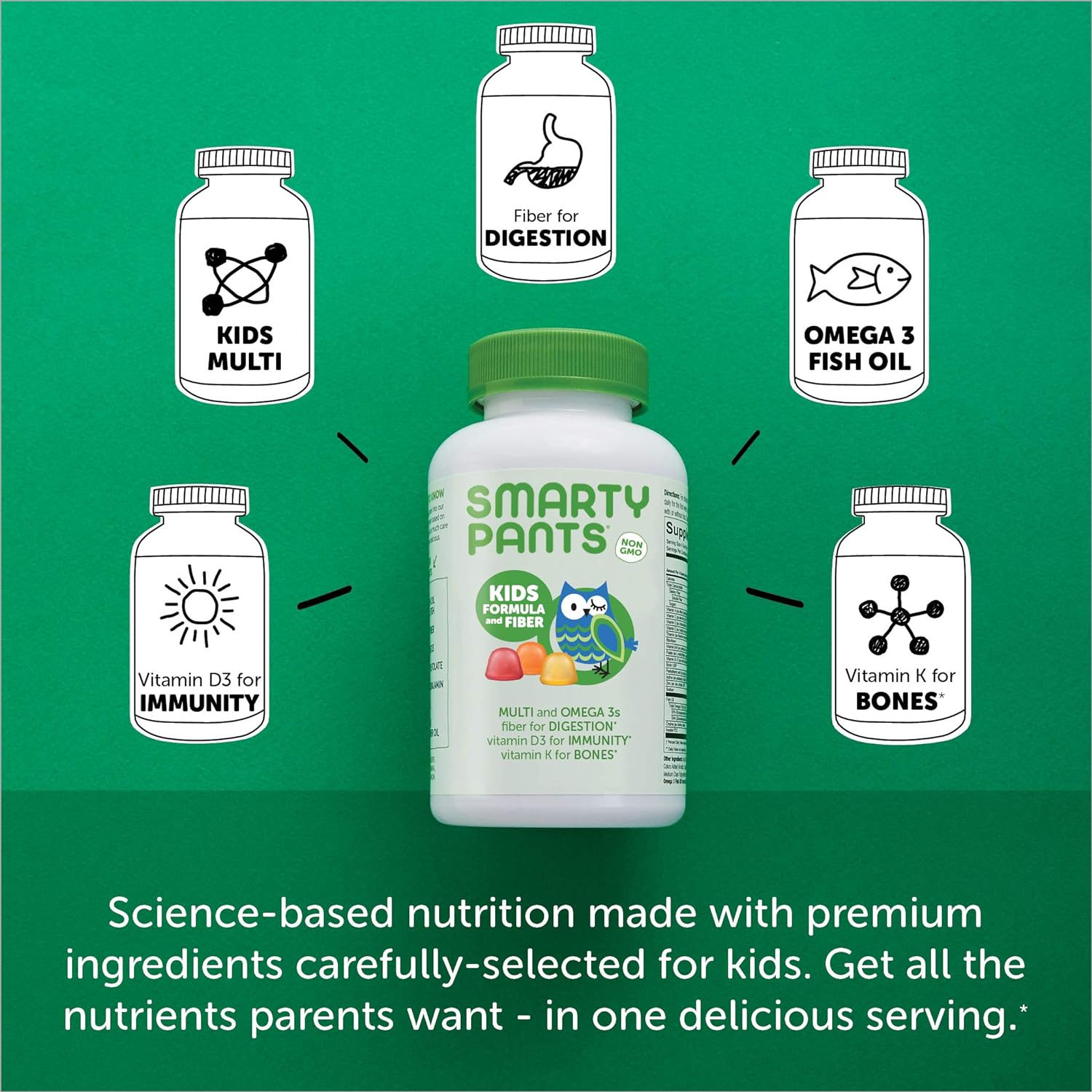  SmartyPants Kids Fiber Vitamins: Daily Kids Multivitamin Gu