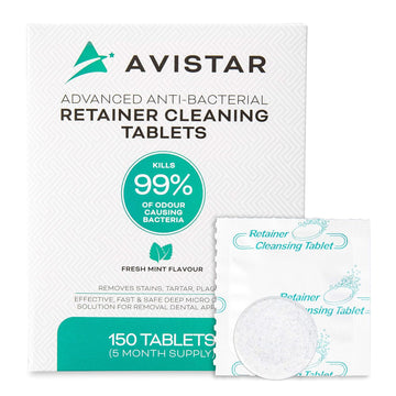 Avistar Retainer & Denture Cleaner Tablets: 150 Denture or Retainer Cleaning Tablets (Perfect For Dentures, Night Guards or Mouth Guards - Mint avor, 5 Month Supply)