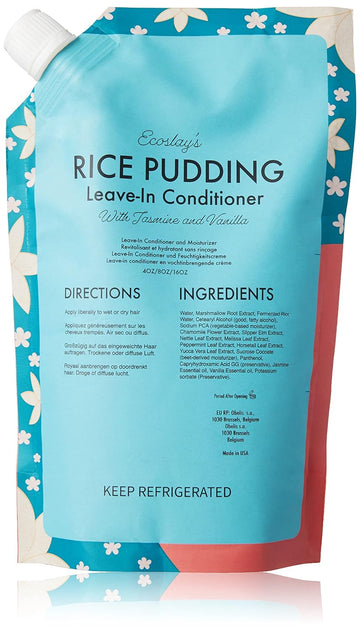 Ecoslay Rice Pudding Leave-In Conditioner and Moisturizer, Rice Water Leave-in, Strengthens and Moisturizes, Detangler, 16