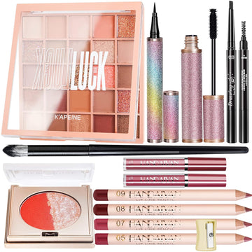 All in One Makeup Set, JIKUEA Makeup kits for Women, Girls or Teens,Include Eyeshadow&Facial Palette Lipglaze&Lipline Eyebrow&Eyeliner&Mascara EyeShadow Brush