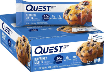 Quest Nutrition Blueberry Muffin Protein Bars, High Protein, Low Carb,1.59 Pounds