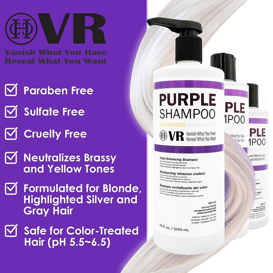 COCO-HONEY Cocohoney VR Color Enhancing Purple Shampoo for Blonde, Highlighted, Silver and Gray Hair | Neutralizes Yellow and Brassy Tones | Safe for Color-Treated Hair (32 . (1000 .))