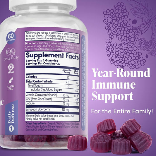 ZAND Elderberry Zinc Immunity Gummies with Vitamin C | Year-Round Immu