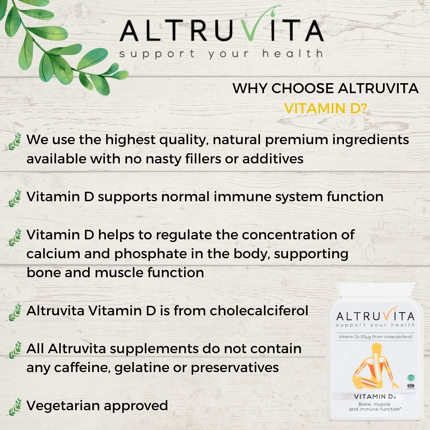Altruvita Vitamin D3 from cholecalciferol | 25µg | 1000IU | 60 Days Su
