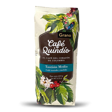 Cafe Quindio Traditional Medium Roast Coffee, The Coffee from The Heart of Colombia, 100% Colombian Arabica Coffee, Artisanal Cultivation Single Estate Coffee. (Whole Bean)
