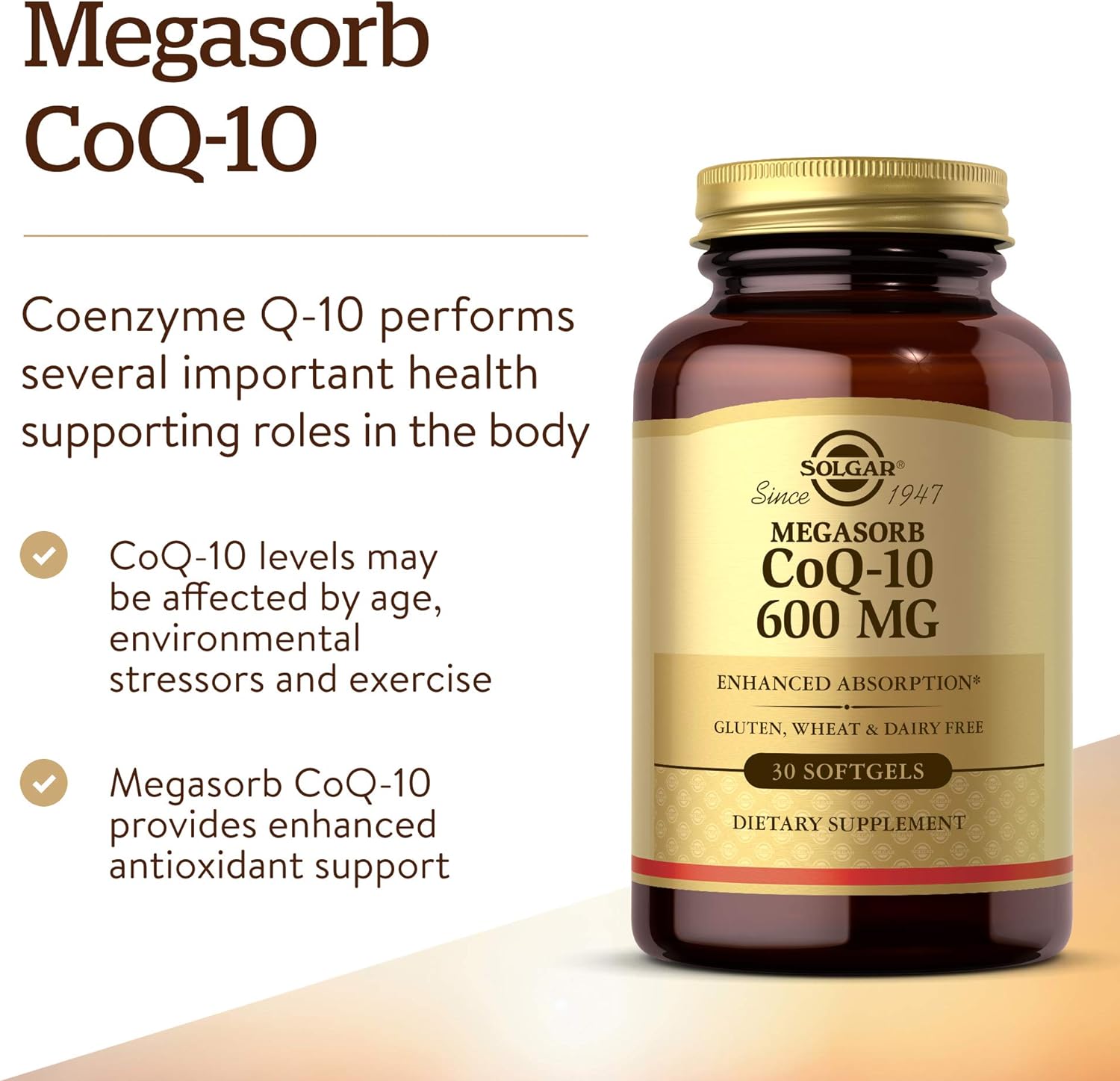 Solgar Megasorb CoQ-10 600 mg, 30 Softgels - Promotes Heart & Nervous 
