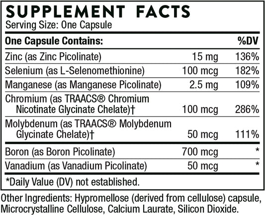 Thorne Pic-Mins - Trace Mineral Complex with 7 Essential Trace Minerals - 90 Capsules