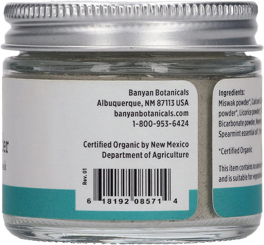 Banyan Botanicals Mint Cardamom Tooth Powder – Ayurvedic uoride-Free Toothpaste Alternative with Miswak & Activated Charcoal (from Amla) – 0.75, 80+ Uses – Non GMO Sustainably Sourced Vegan