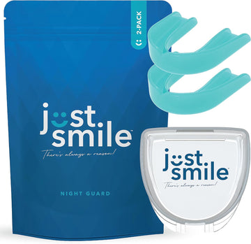 Just Smile Night Guard 2 Pack - Mouth Guard for Teeth Clenching and Grinding, Comfortable Fit for Light and Heavy Clenching (Aqua)