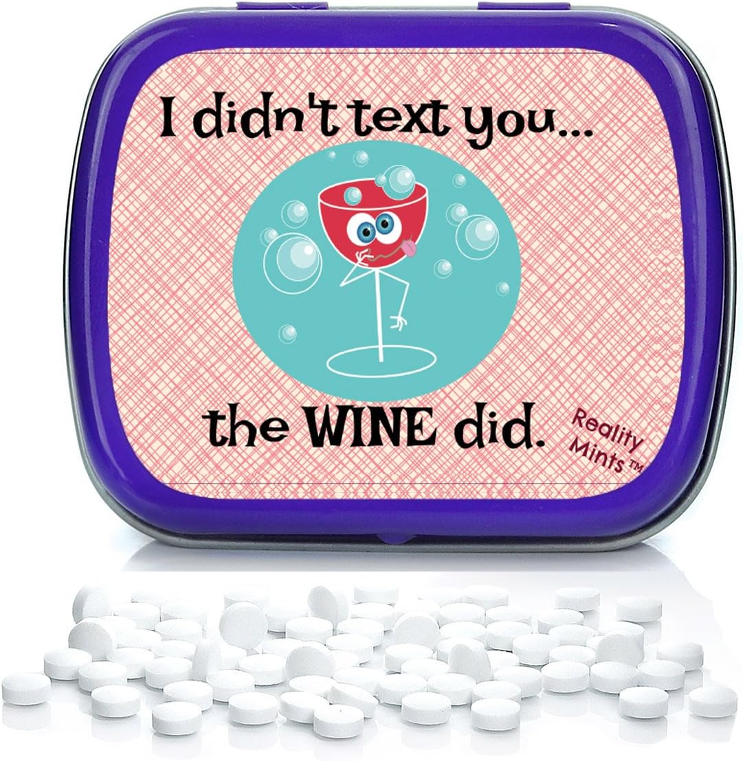 I Didn’t Text You The Wine Did Mints – Weird Gift for Friends Easter Basket for Adults Stocking Stuffers Best Friend Gag