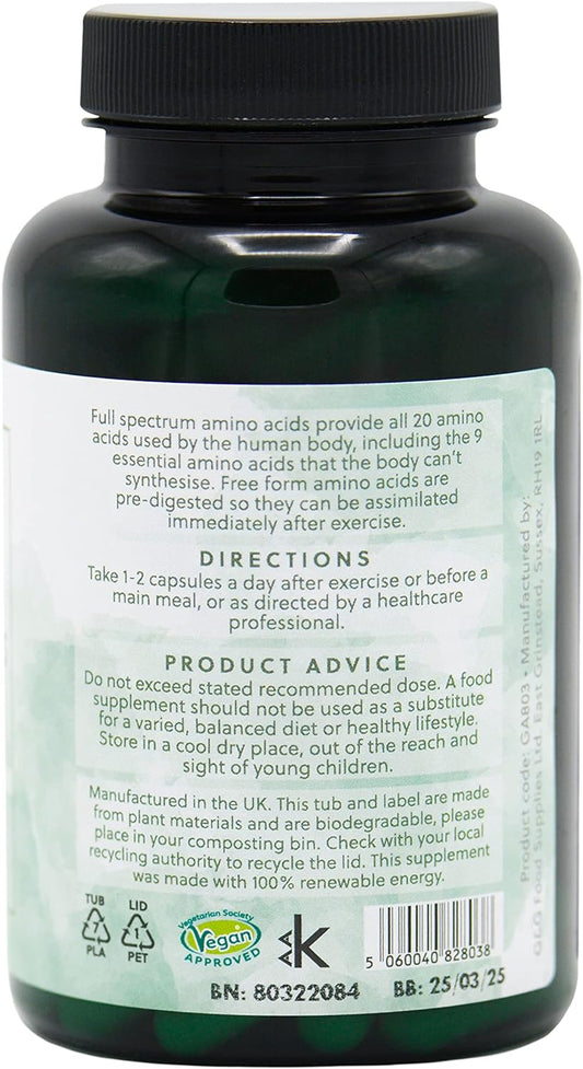 Full Spectrum Amino Acids Capsules | Bcaa | Free Form Amino Acids | 12140 Grams