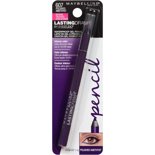 Maybelline New York Eyestudio Lasting Drama Waterproof Gel Pencil, Polished Amethyst, 0.038