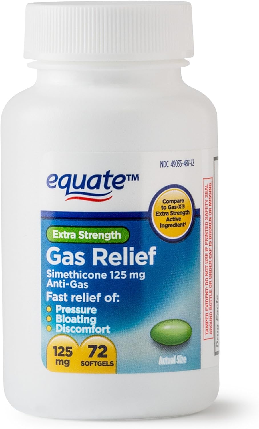 Equate - Gas Relief, Extra Strength, Simethicone 125 mg, 72