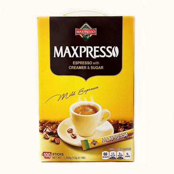 Maxpresso, 3-in-1 Korean Instant Coffee Mix Packets, Single Serve, 100 Sticks