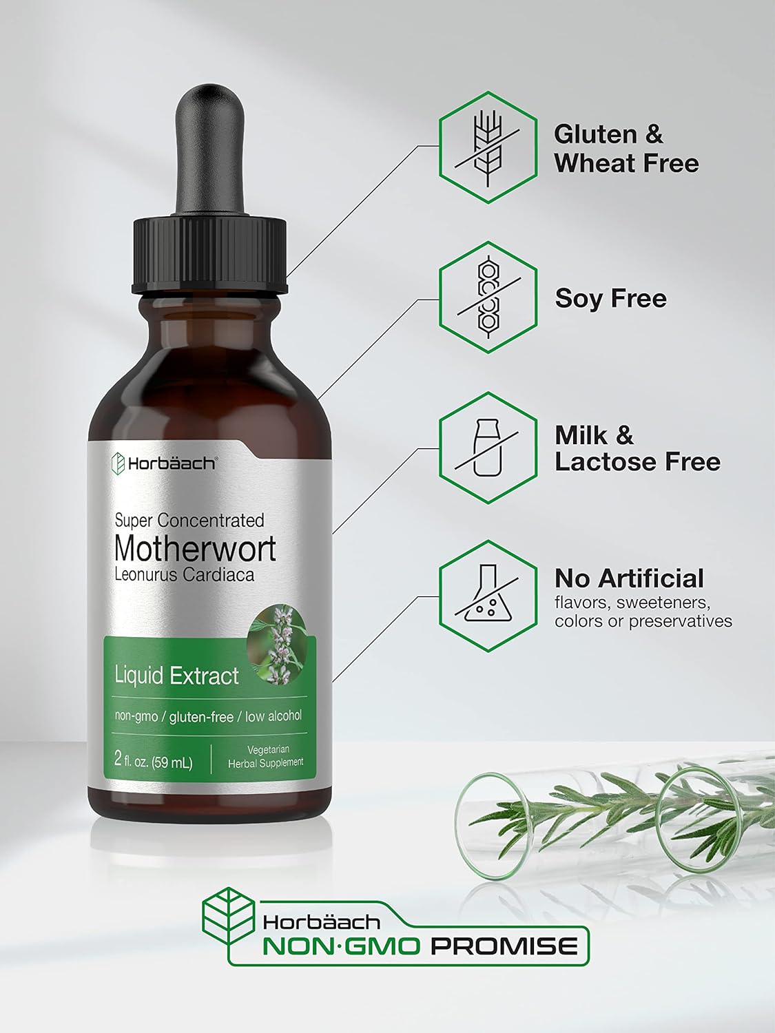 Motherwort Herb Extract Tincture | 2 oz | Low Alcohol Liquid | Vegetar
