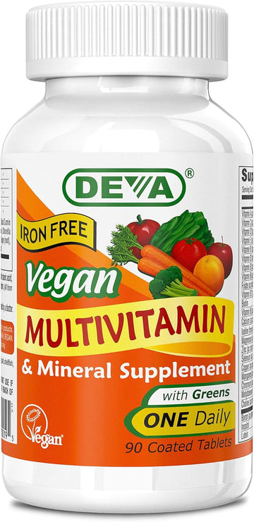 Deva Vegan Multivitamin and Mineral Supplement with Iron Free -- 90 Ta