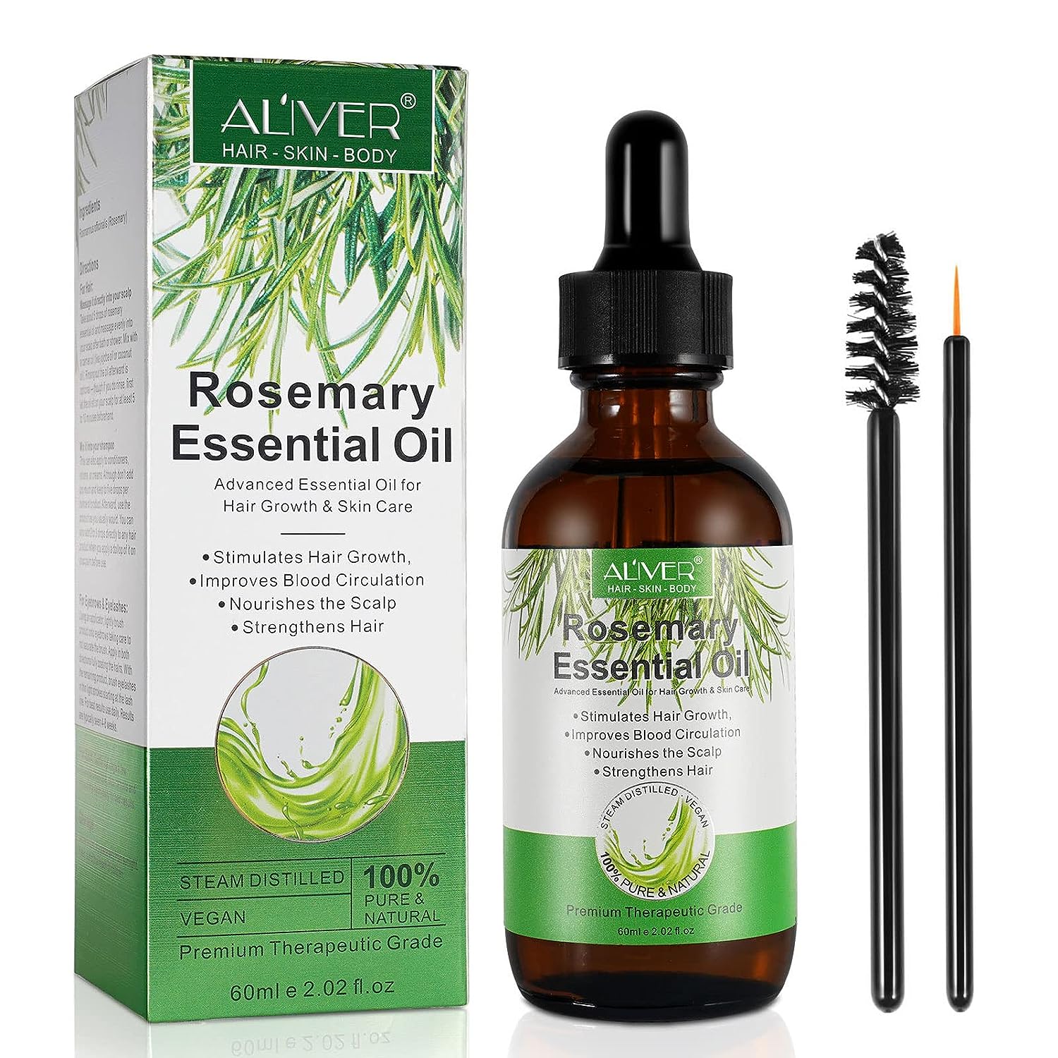 Rosemary Oil for Hair Growth,Rosemary Essential Loss Regrowth Treatment,Strengthens Hair,Nourishes Scalp,Light Weight,Non Greasy,Improves Scalp Circulation For Men And Women 2.02 Oz