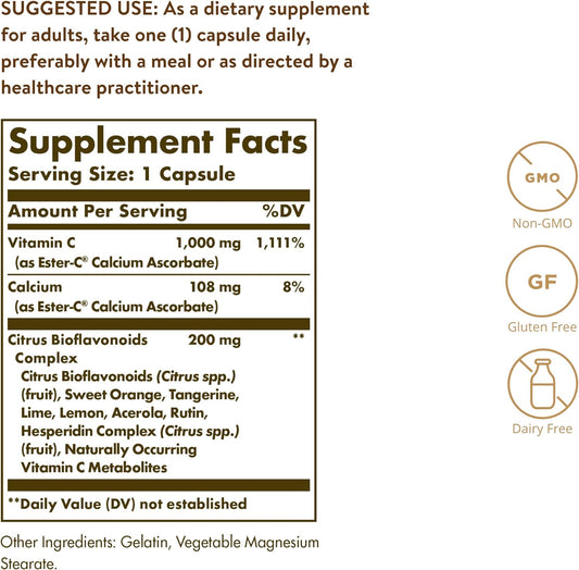 SOLGAR Ester-C Plus 1000 mg Vitamin C with Citrus Bioflavonoids - 50 C