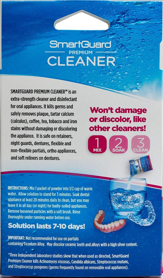 SmartGuard Premium Cleaner Crystals –(110 Cleanings)- Removes Stain, Plaque & Bad Odor from Dentures, Clear Braces, Mouth Guard, Night Guard & Retainers