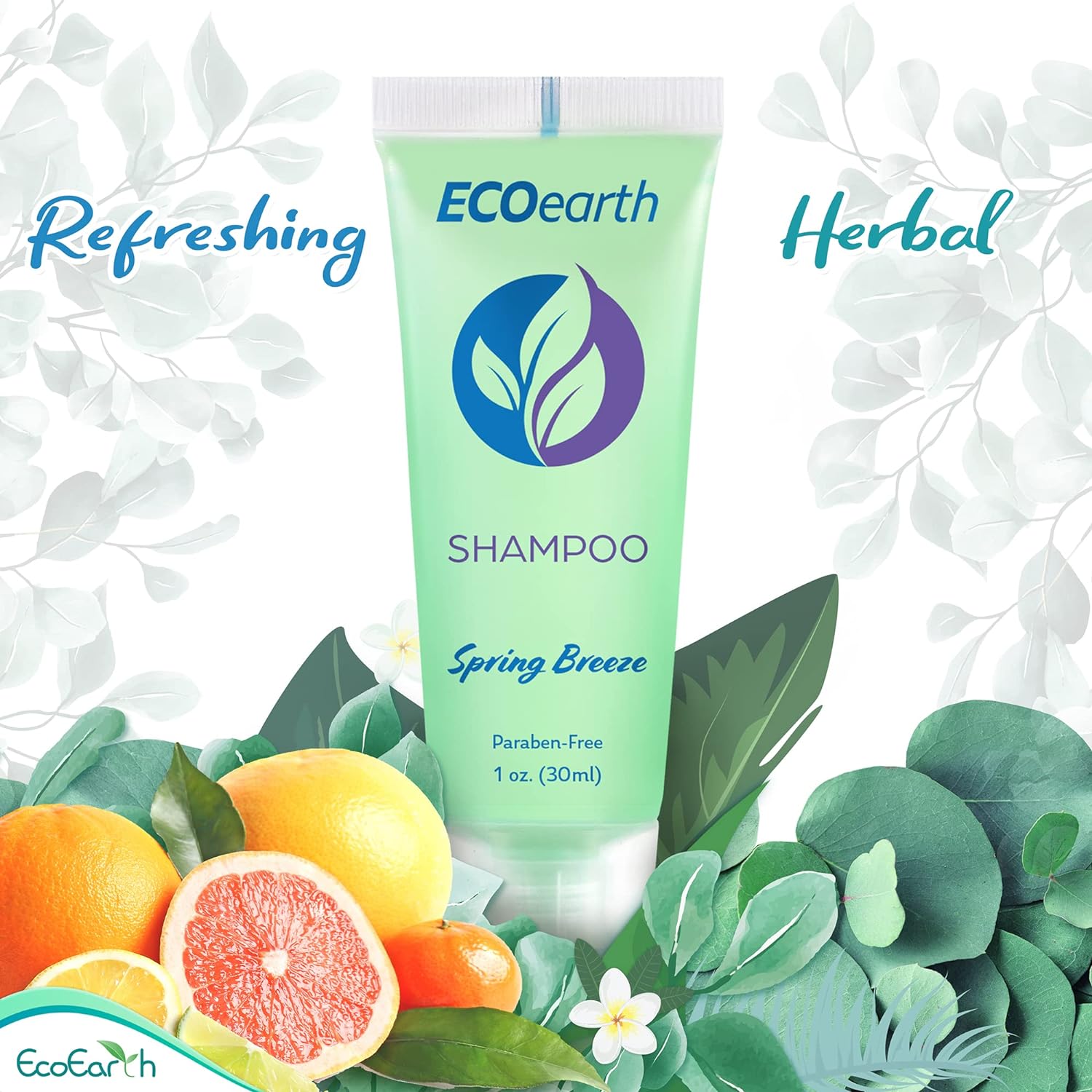 EcoEarth Travel Size Hotel Shampoo (1 fl oz, 100 Pack, Sprin