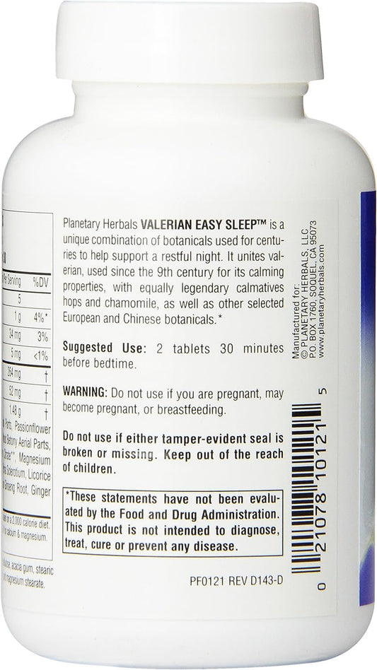 Planetary Herbals Valerian Easy Sleep Tablets, 60 Count