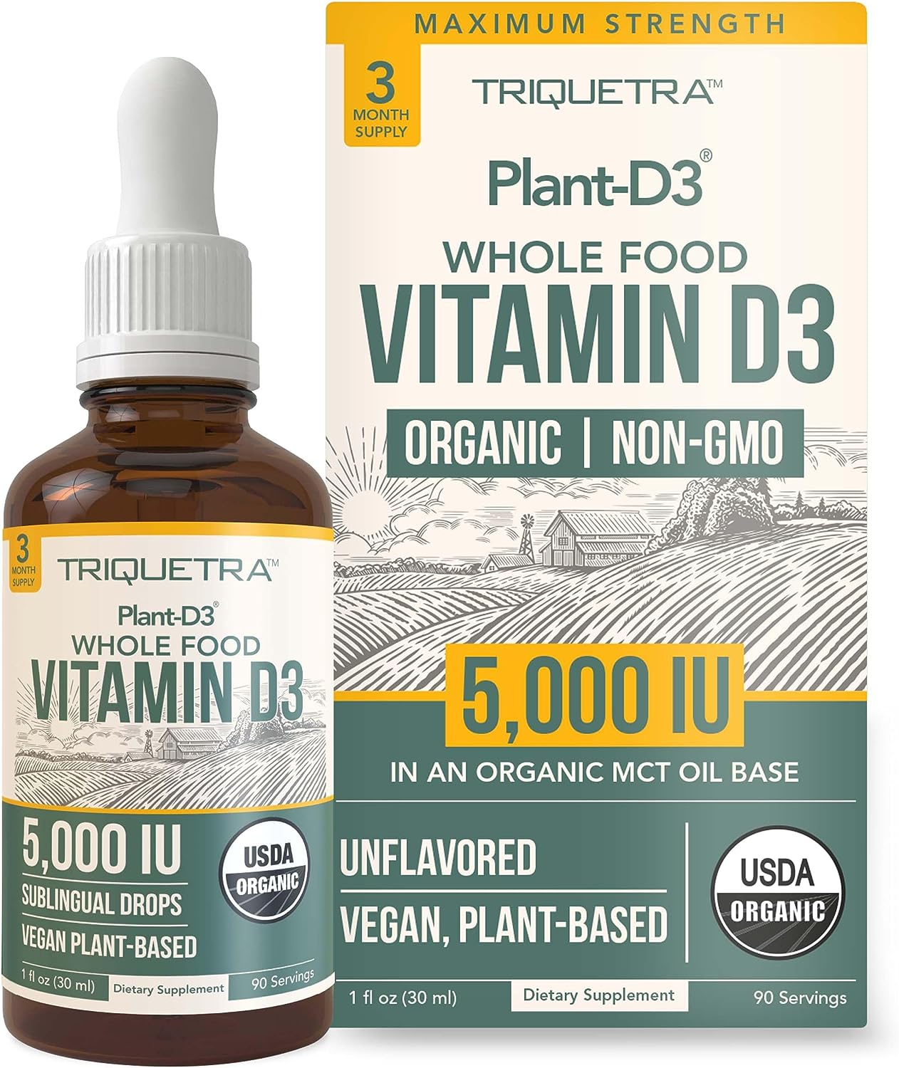 Plant-D3 Organic Vitamin D3 5000 IU - Vegan, Max Strength Sublingual L