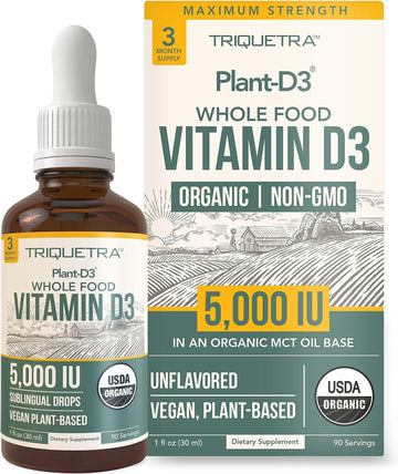 Plant-D3 Organic Vitamin D3 5000 IU - Vegan, Max Strength Sublingual L