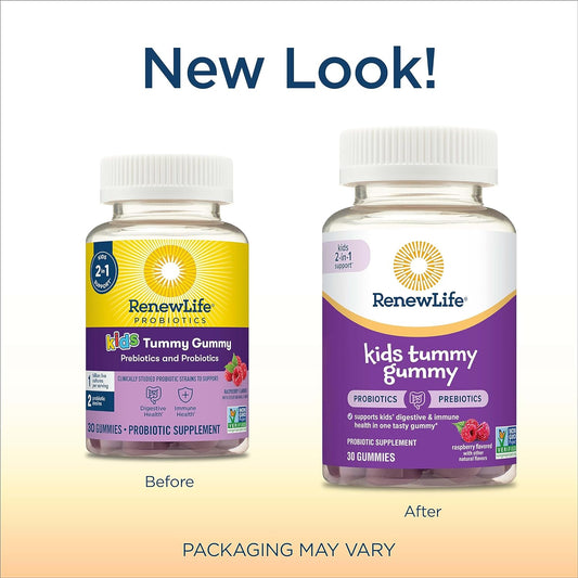 Renew Life Kids Raspberry Prebiotic and Probiotic Gummies, Daily Suppl4.2 Ounces