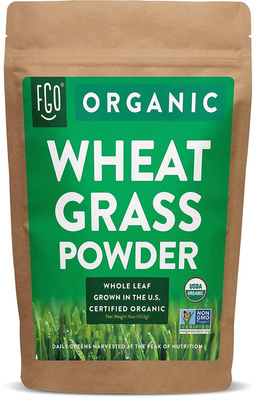 FGO Organic Whole Leaf Wheat Grass Powder, Grown in USA (Pack of 1)