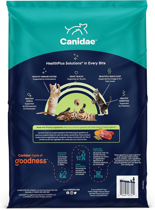 CANIDAE Premium Dry Cat Food and Wet Cat Food Bundle, Healthy Weight Tuna Recipe- 5 Pound Bag, Shreds with Tuna, Chicken