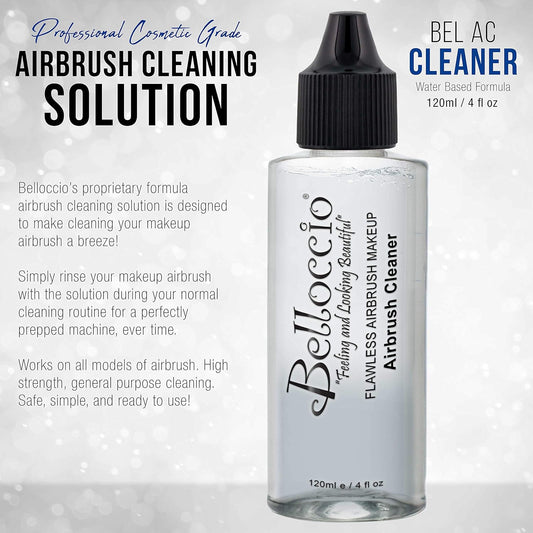 4  Bottle of Belloccio Makeup Airbrush Cleaner - Fast Acting Cleaning Solution, Quickly Cleans ushes Out Airbrush Makeup Foundation, Blush, Highlighter - Clean Cosmetic Makeup Brushes, Paint