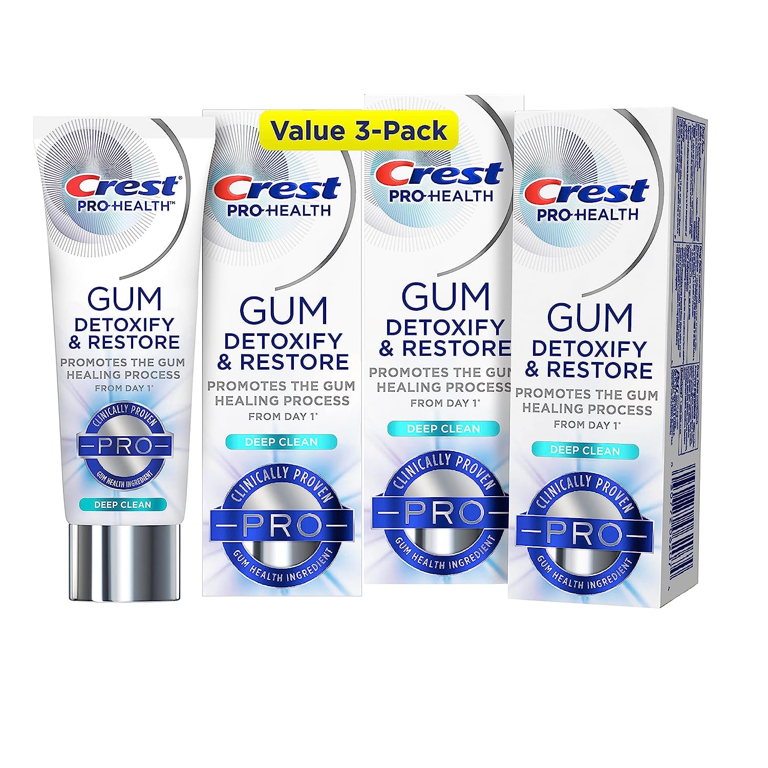 Crest Pro-Health Gum Detoxify and Restore Toothpaste, Deep Clean, 3.5 , Pack of 3