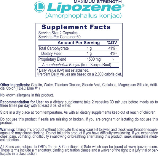 Lipozene Weight Loss Pills (2 Bottles with 120 Capsules in Total Mega 